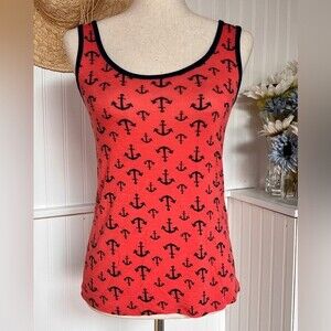 Rue 21 Orange & Blue Anchors Tank Top Small